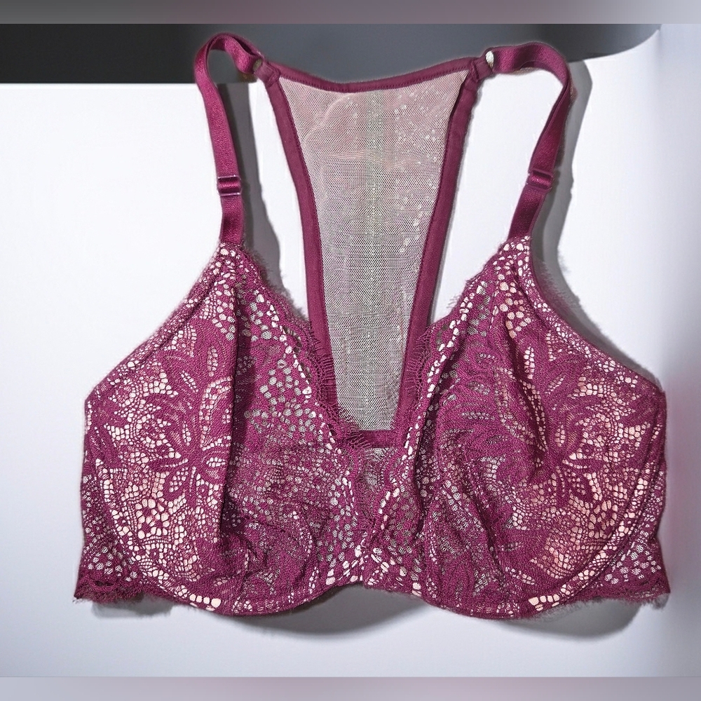 Victoria's Secret Lace Halter Bralette - Deep Red